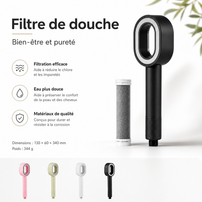 Pommeau de douche à filtration charbon actif